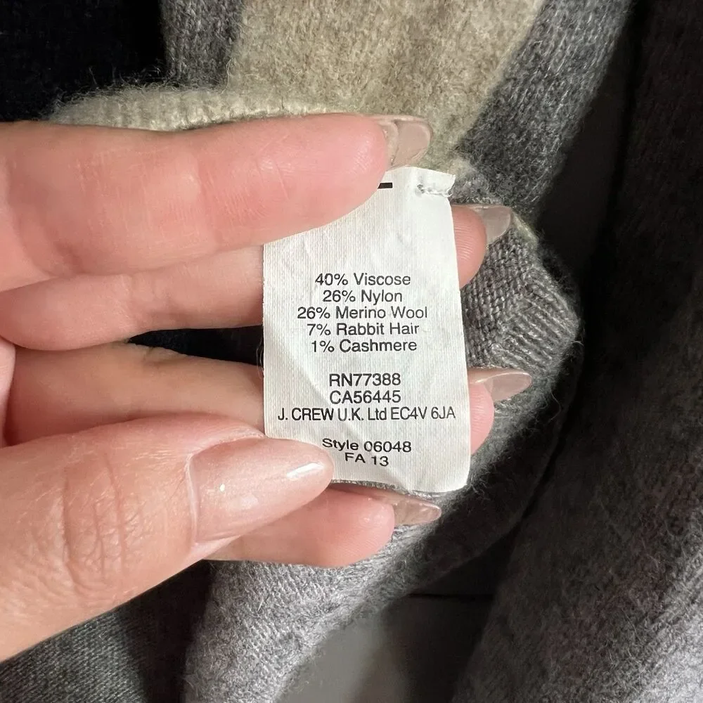 J.Crew Women Intarsia Colorblock Geometric Knit Sweater Medium Academia